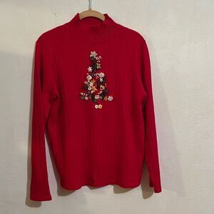 Vintage Westbound Red Christmas  Sweater With Lots Of Charms In A Tree Shape  M